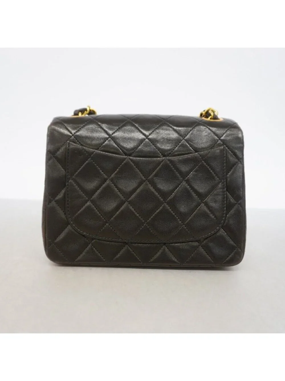 Chanel Shoulder Bag Quilted Lambskin Black Gold